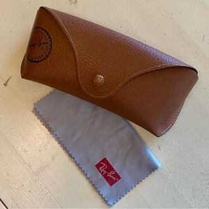 Ray-Ban case, sunglasses eyeglasses, plus microfiber cloth, chestnut brown